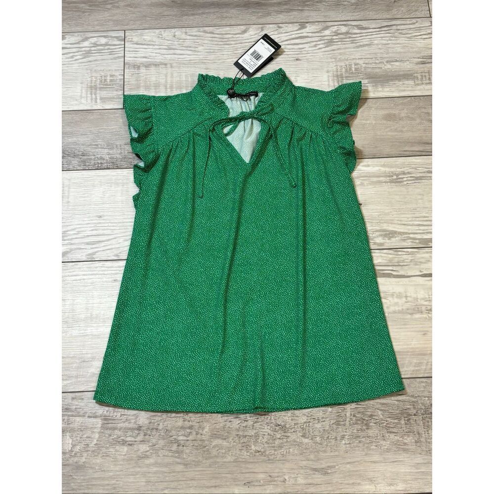 Adrianna Papell vivid green top blouse size S